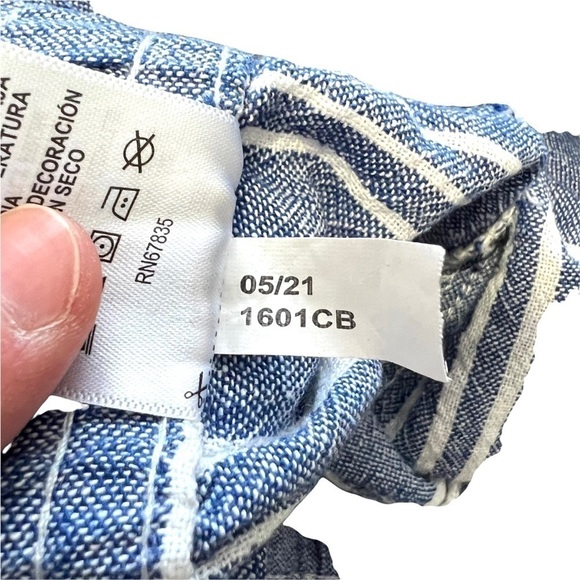 Nautica Soft Linen Pull On With Pockets Light Blue White Stripe Short Size Large - Picture 9 of 17